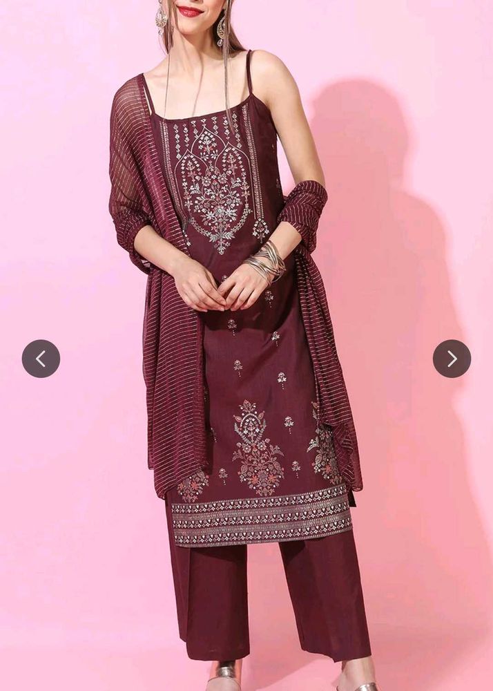 Elegant Maroon Kurta Set with Dupatta