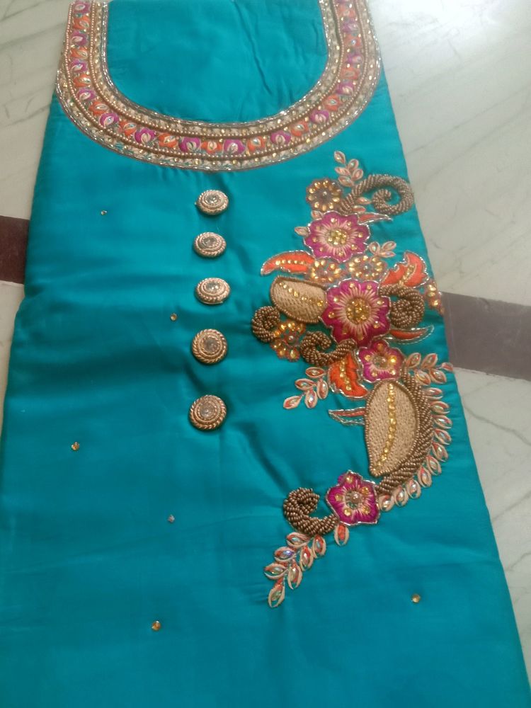 Dark Firozi Colour With Heavy Dupatta Unstitched