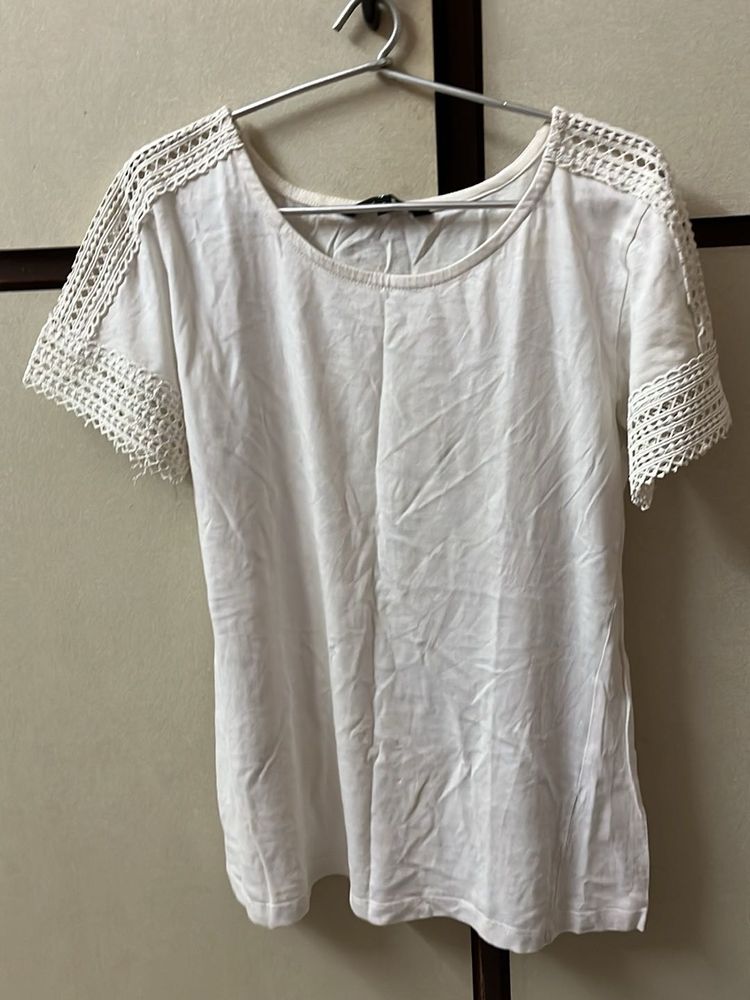 White Lace Trim Top