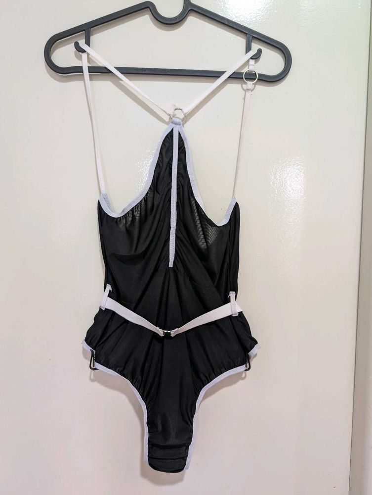 Semi sheer Bodysuit With Waist Belt