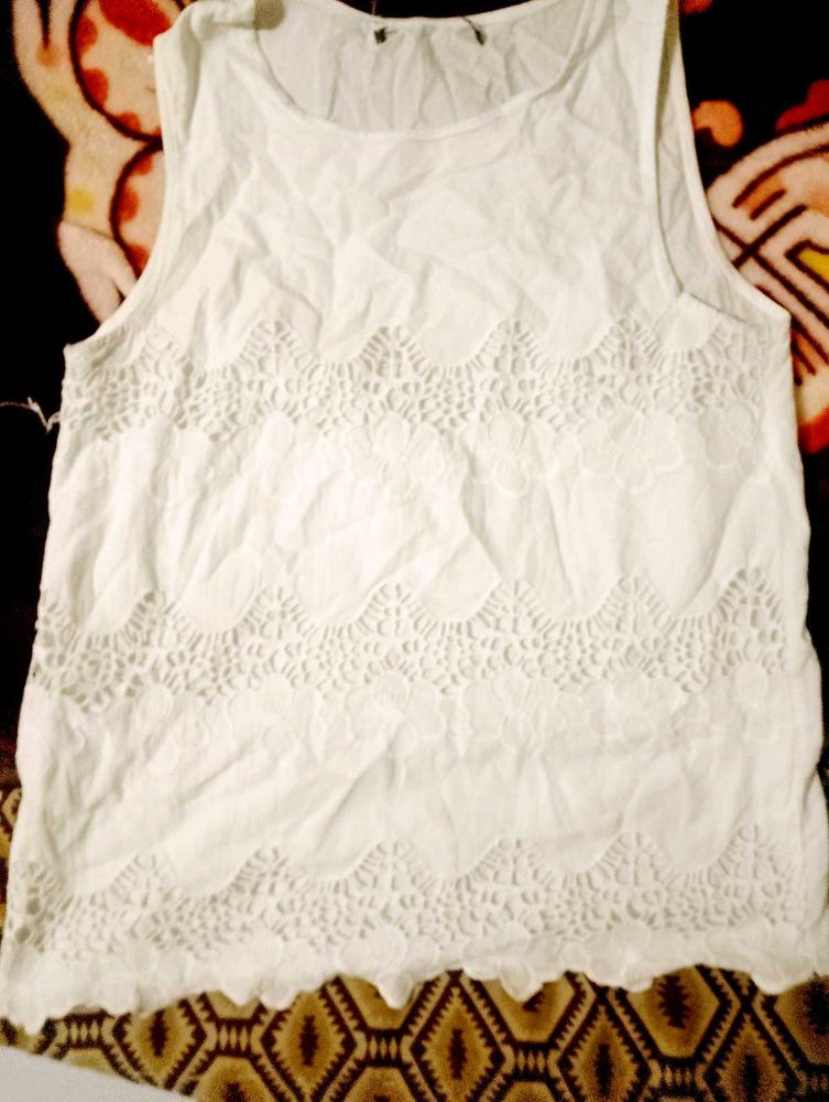 Flower White Net Top💜