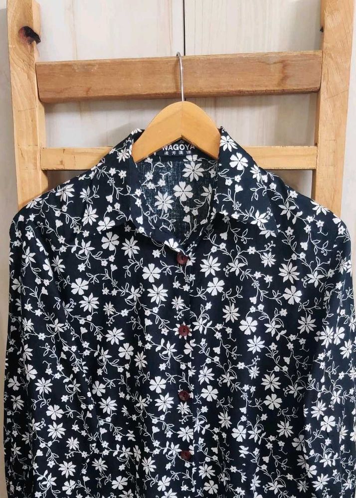 Black Printed Shirt Size-36
