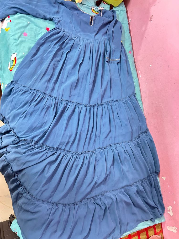 Blue Tiered Maxi Dress