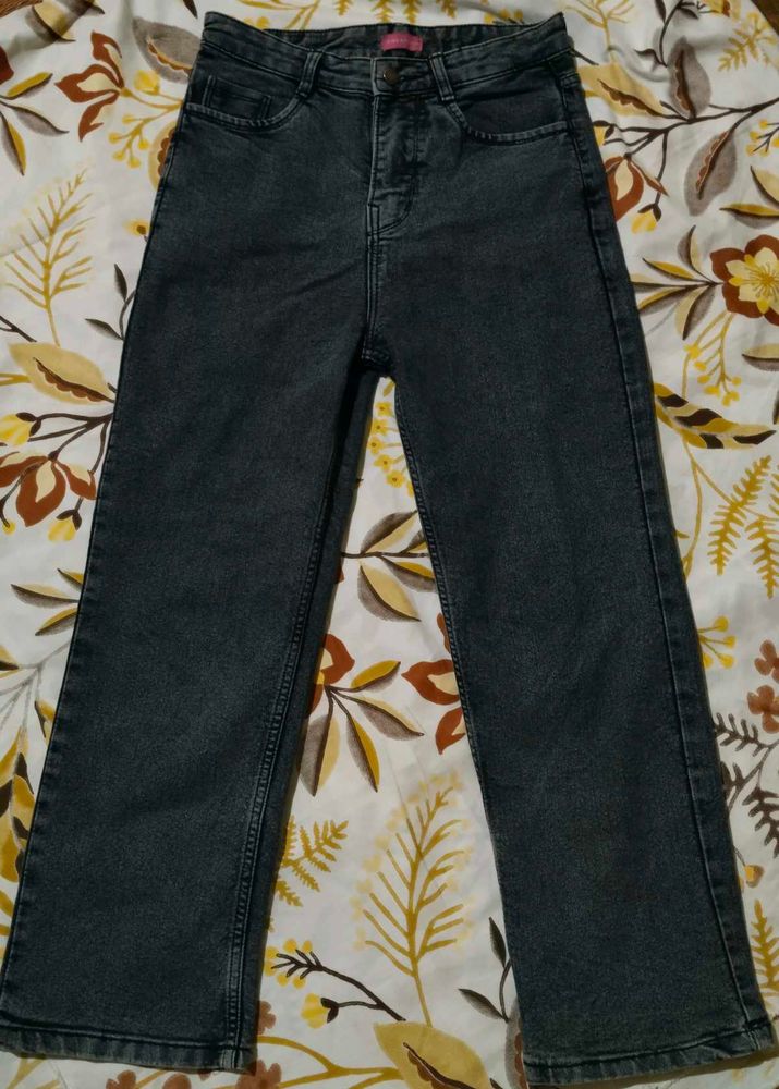 Gray Wash Wide Leg Jeans