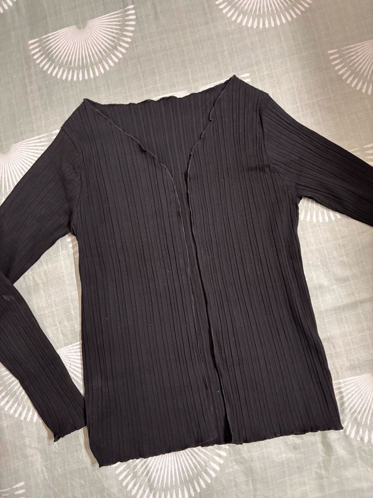 Black Ribbed  shrugs