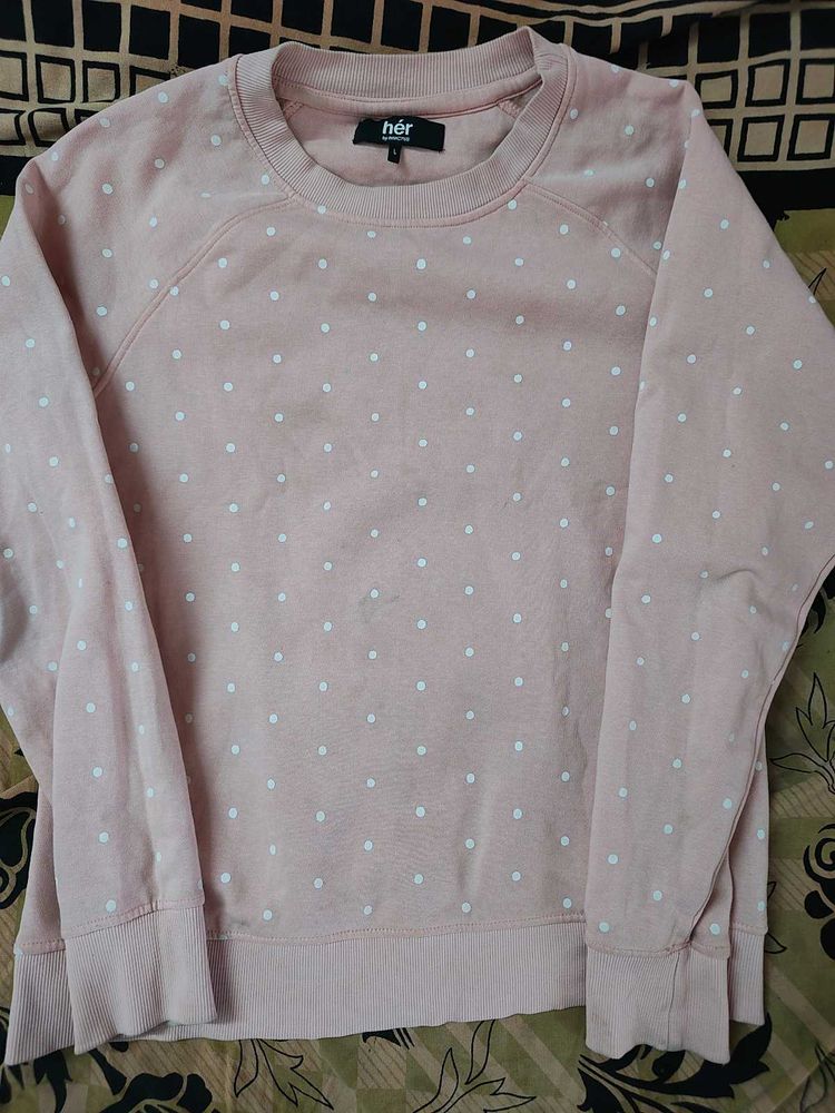 Cute Polka Dot Sweatshirt women's L size