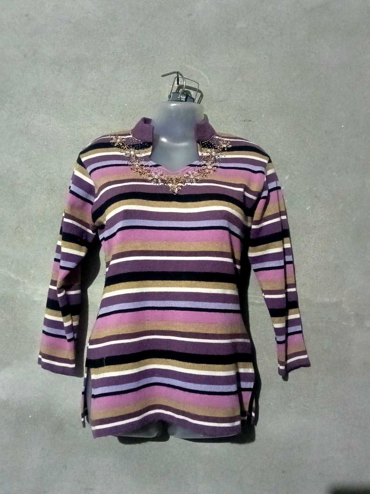 Striped Embellished Top