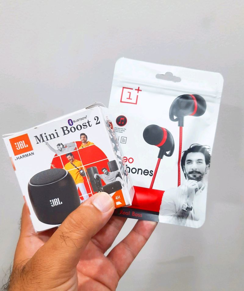 Combo New Jbl Mini Bluetooth Speaker And One Plus Earphone