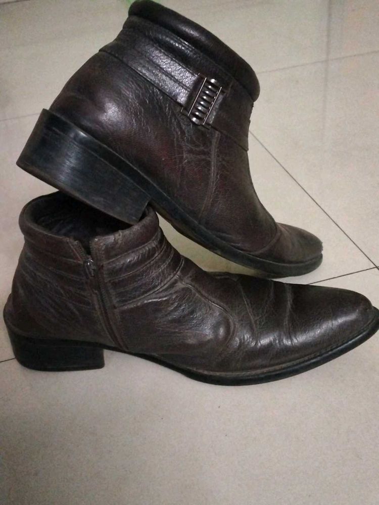 Brown Leather Ankle Boots