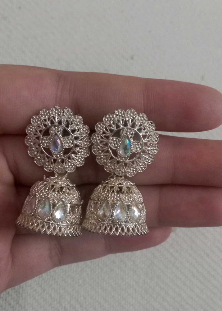 Silver Jhumka Earrings