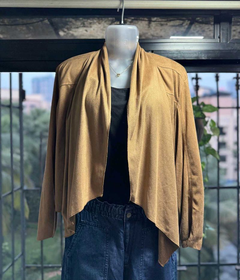 Brown Open Front Cardigan