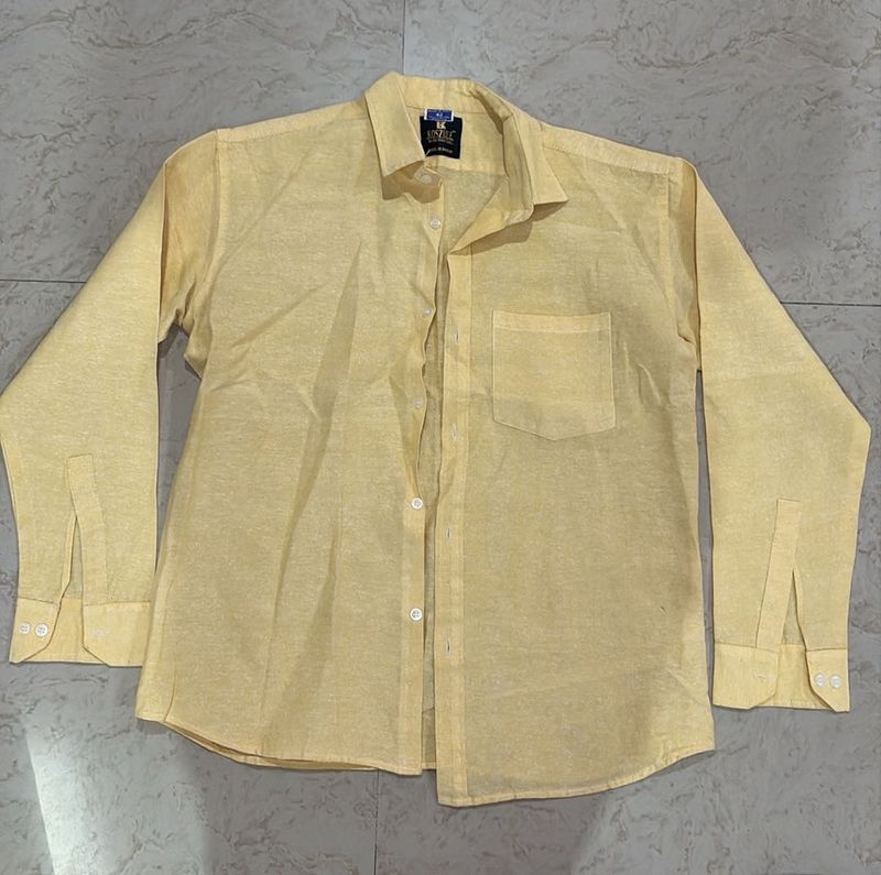 Men's Yellow Long Sleeve Button Down