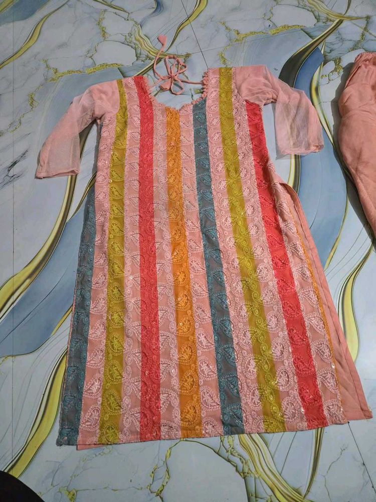 Colorful Embroidered Kurta Set