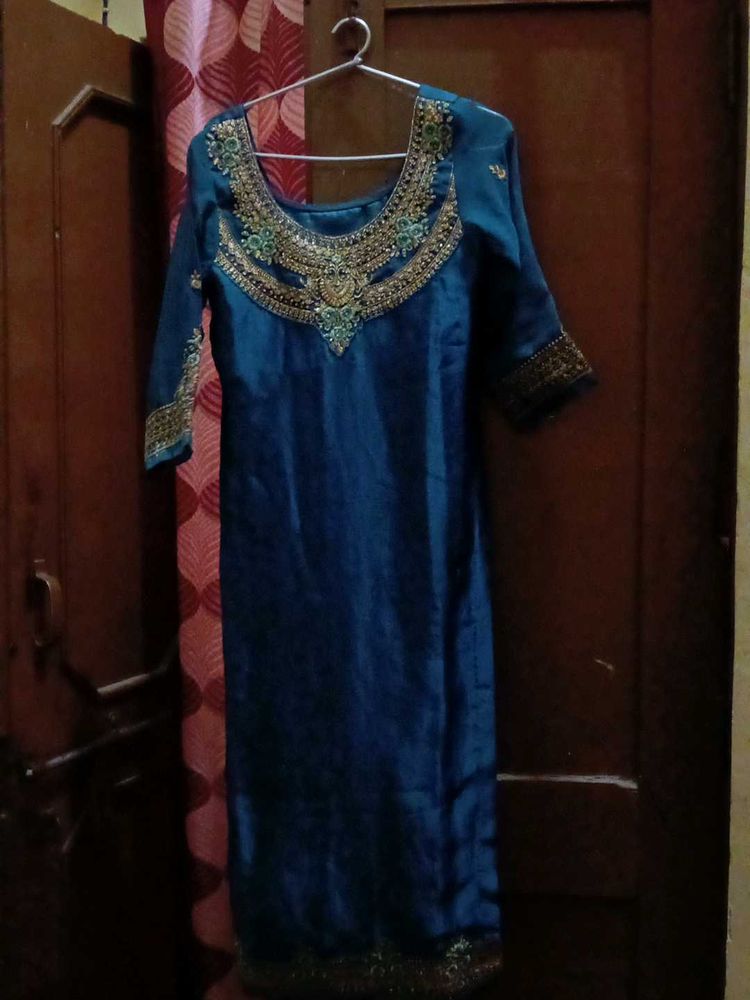 Teal Embellished Indian Dress