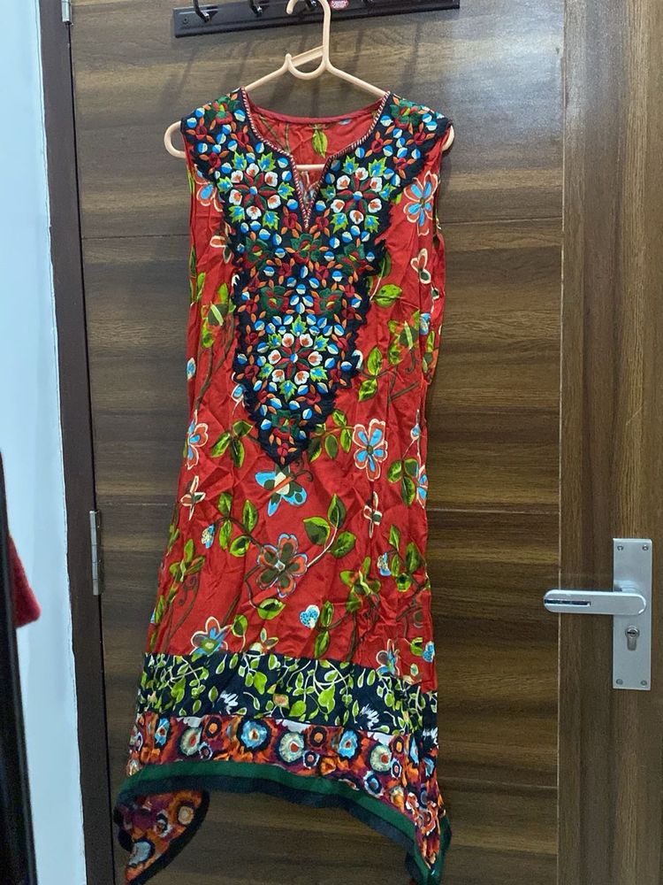Embroidered Printed Kurta