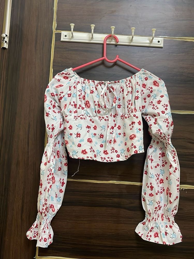 Floral Long Sleeve Crop Top