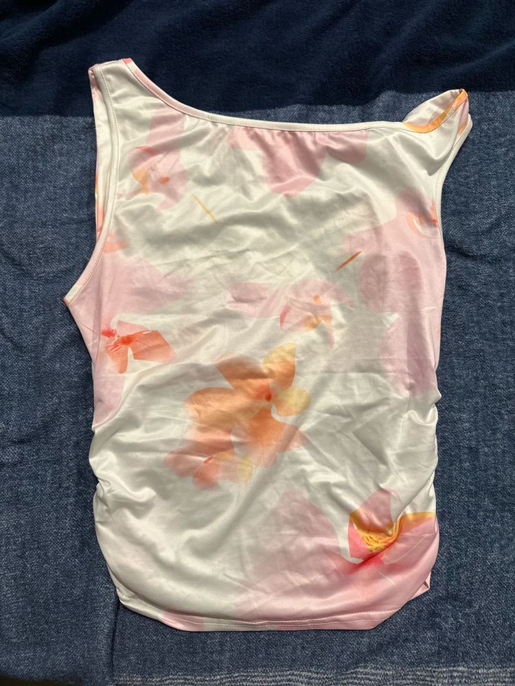Floral Print Satin Tank Top
