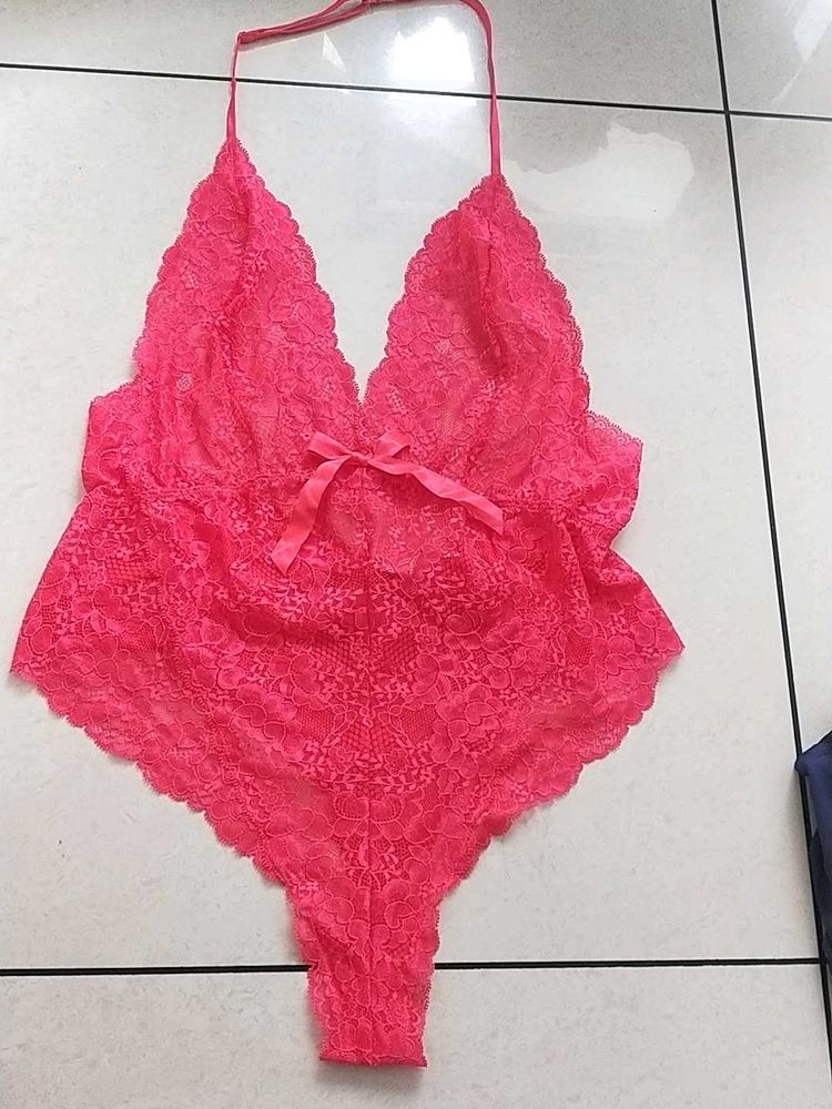 Hot Pink Lace Teddy