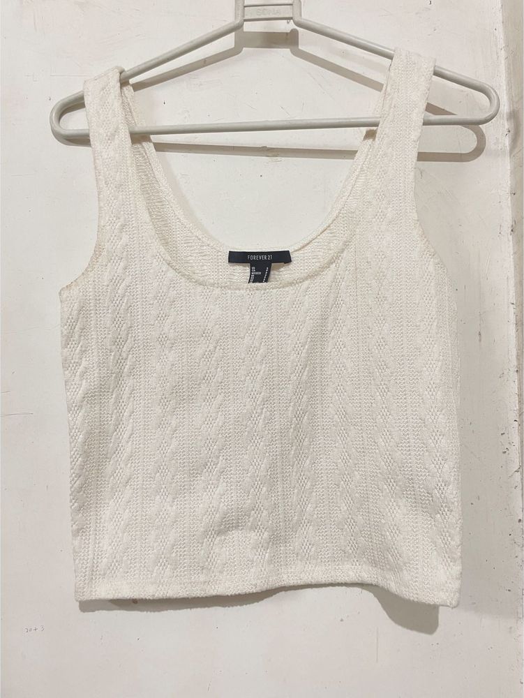 Forever 21 White Knit Crop Top