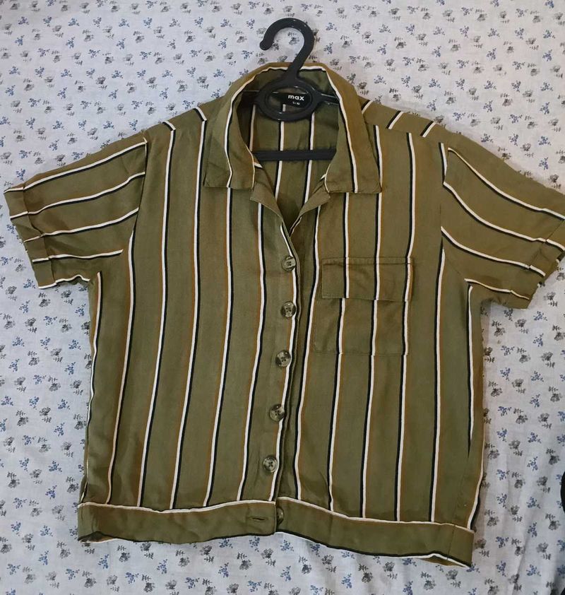 Striped Olive Green Shirt