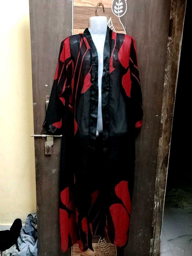Red &amp; Black Kimono Style Coat