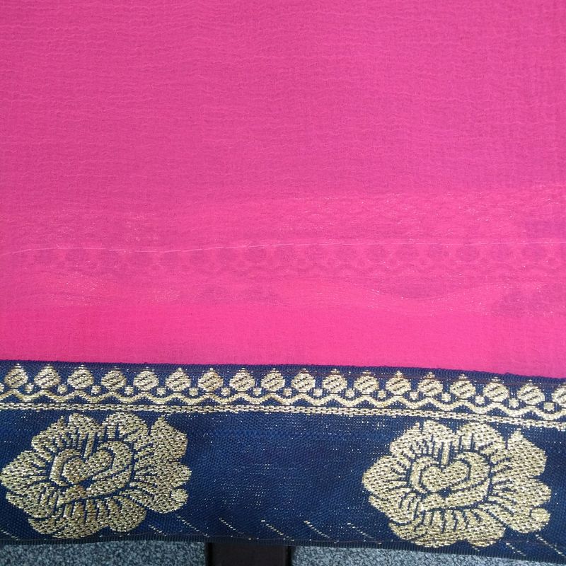 Plain And simple Pink Saree
