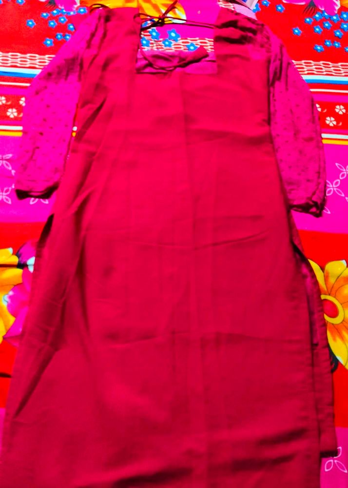 Pink Straight Kurti