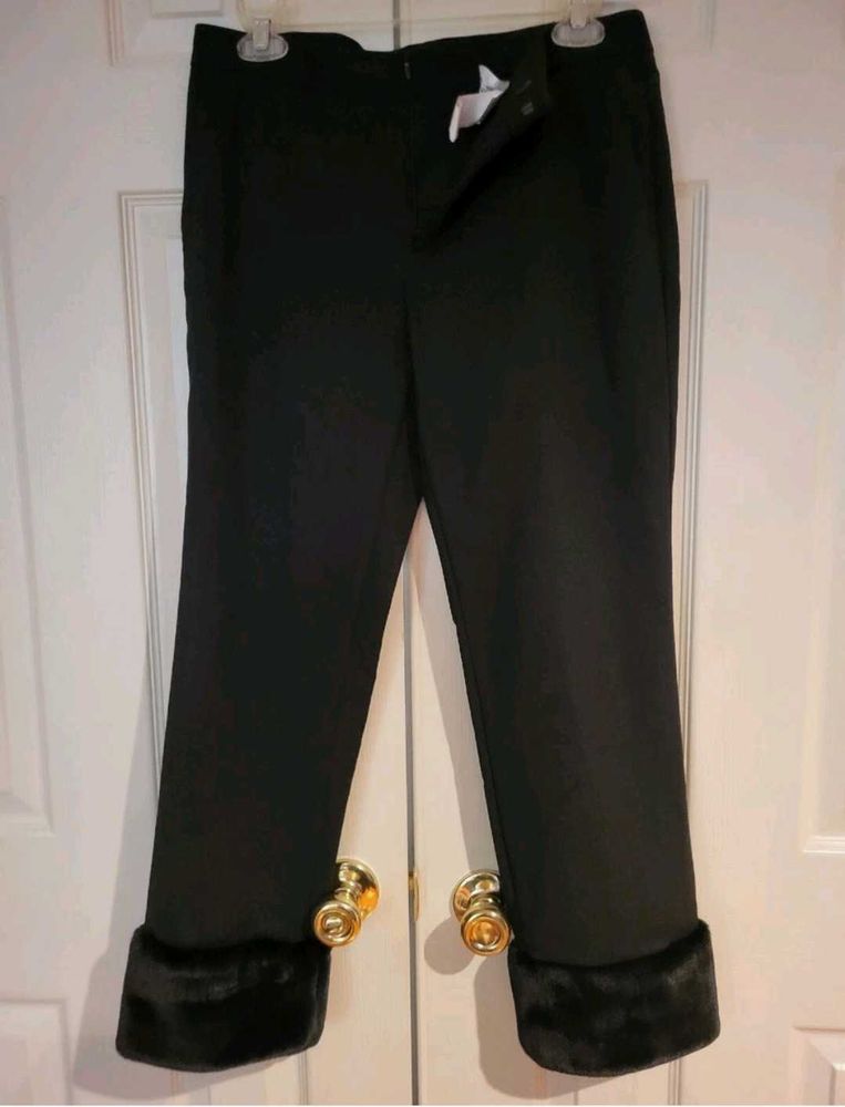 Black Fur Cuff Pants