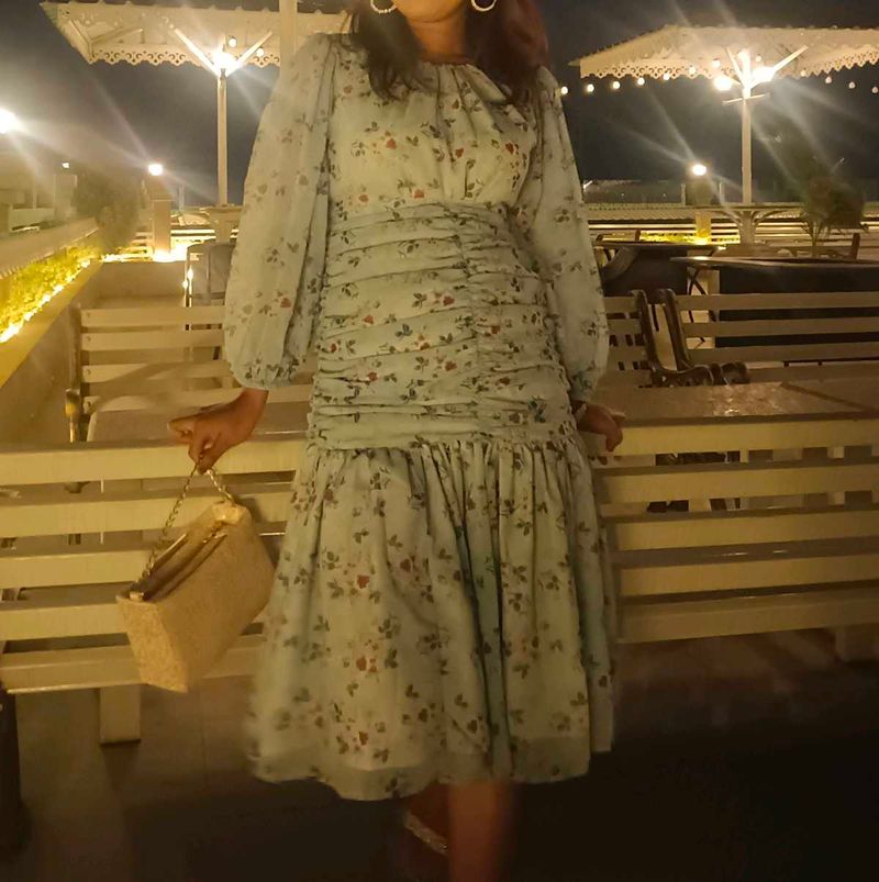 Floral Ruched Midi Dress