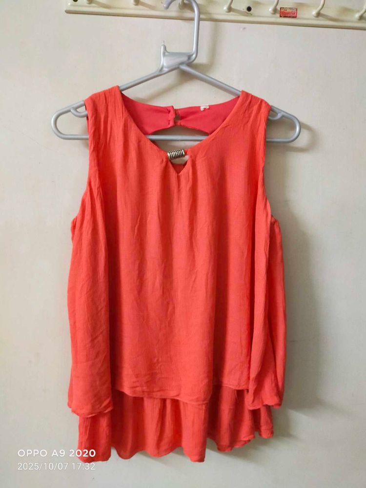 Coral Sleeveless Top
