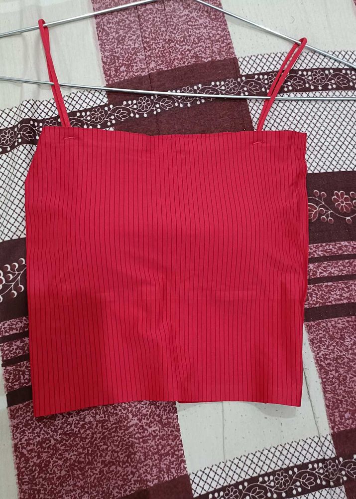 Red Ribbed Tank Top