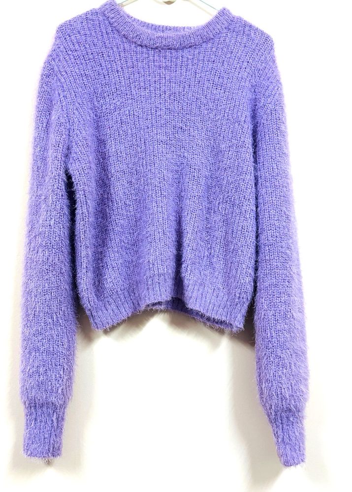 Purple Fuzzy Knit Sweater