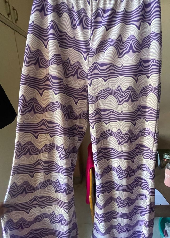 Wave Pattern Wide Leg Pants