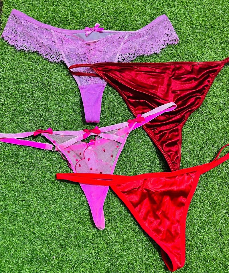 Lace &amp; Satin Thong Set Xl/2xl