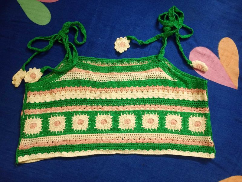 Crochet 🧶 Cute Shoulder Bow Top