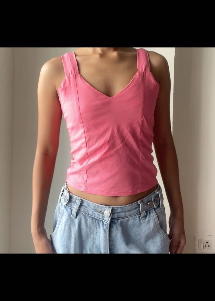 Pink Cute Crop Top