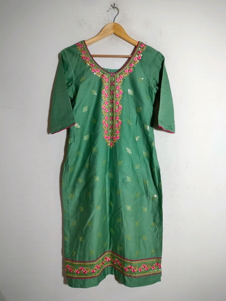 Green Embroidered Kurti