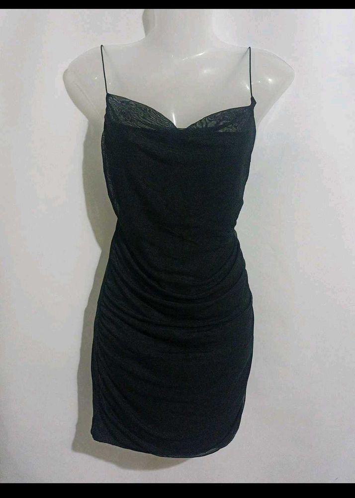 Black Ruched Mini Dress