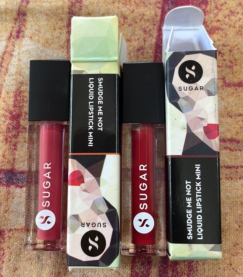 Combo Offer - Lakme 9 To 5 Nail Paint In The Shade Red Alert With 2 Sugar Cosmetics Mini Lipstick ( Shade Hot Apricot And Rust Lust)