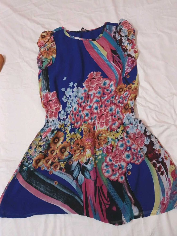 Floral Print Smocked Waist Dress