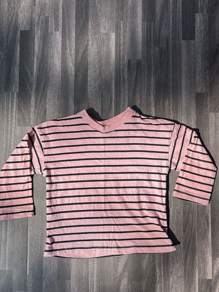 Striped Pink &amp; Black Top