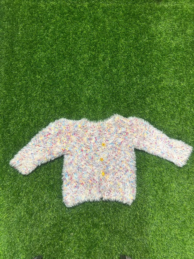 Fuzzy Rainbow Cardigan