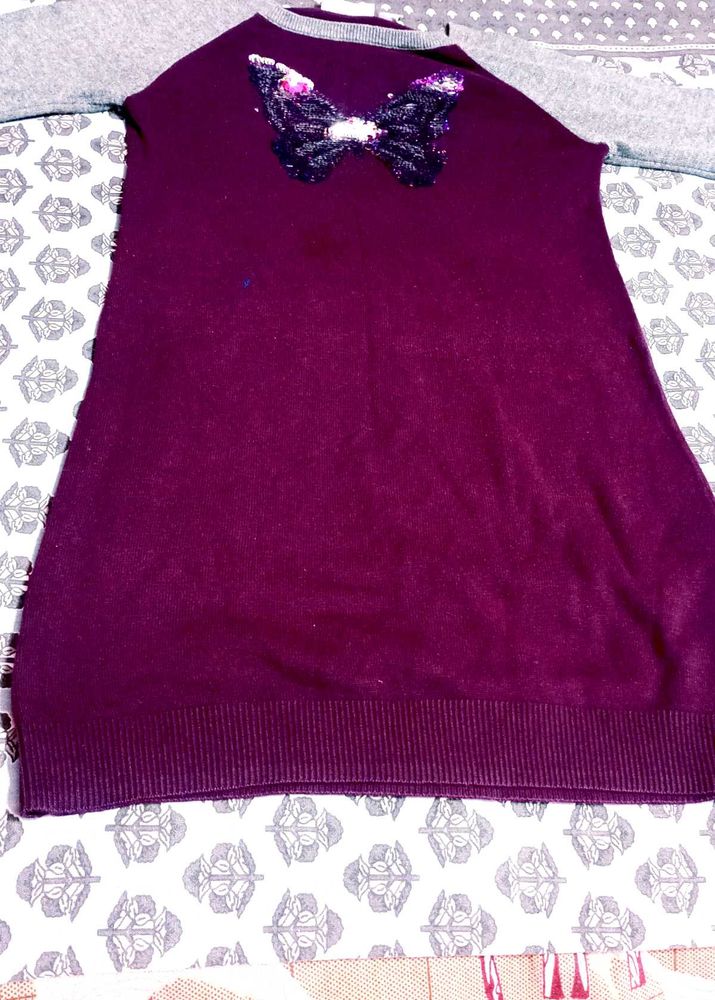 Girls Purple Butterfly sweater
