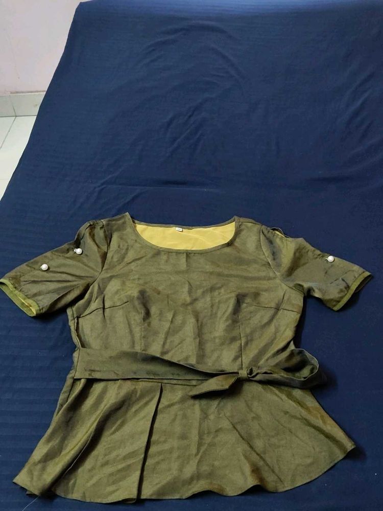 Olive Green Peplum Top