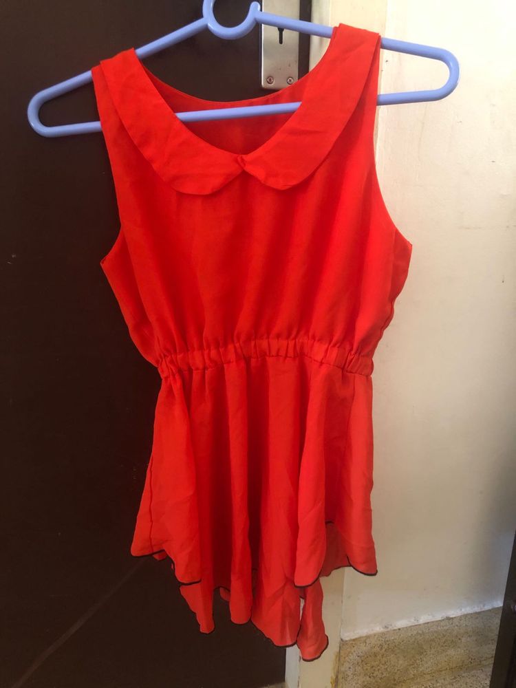 Tangerine Peplum Top🧶