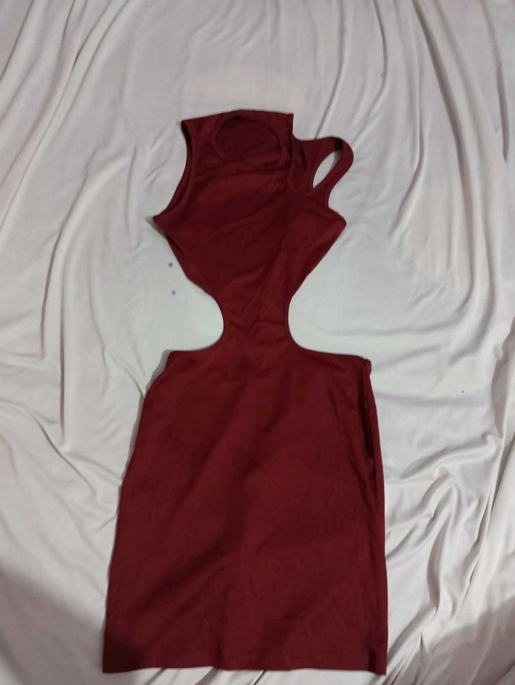 Burgundy Shein Cutout Dress