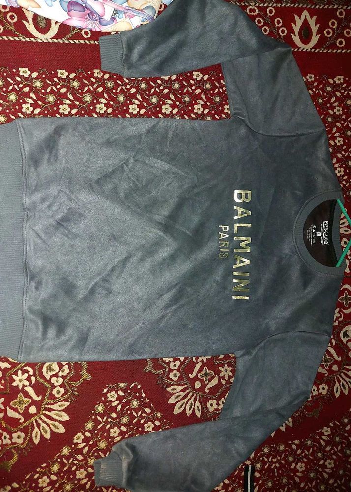 Balmain Paris Gey Crewneck Sweatshirt For Girls