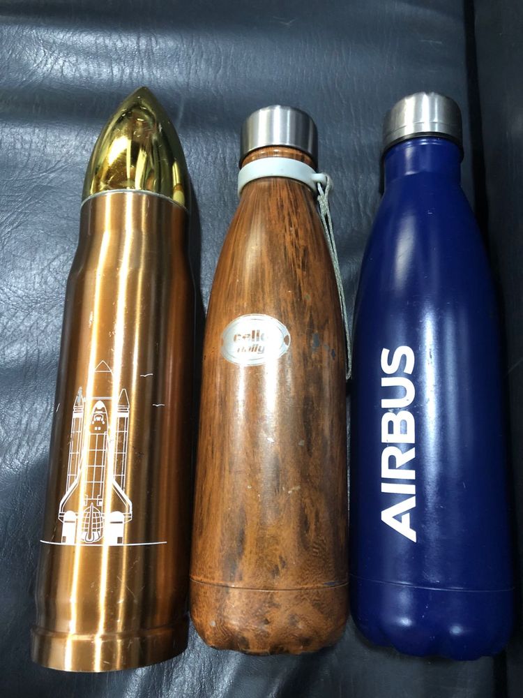 Assorted Stainless Steel Water Bottles - Set of 3