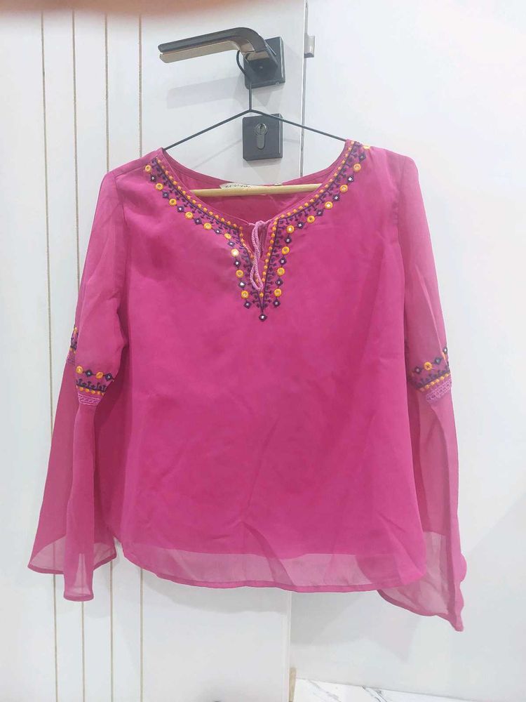 Pink Embroidered Top