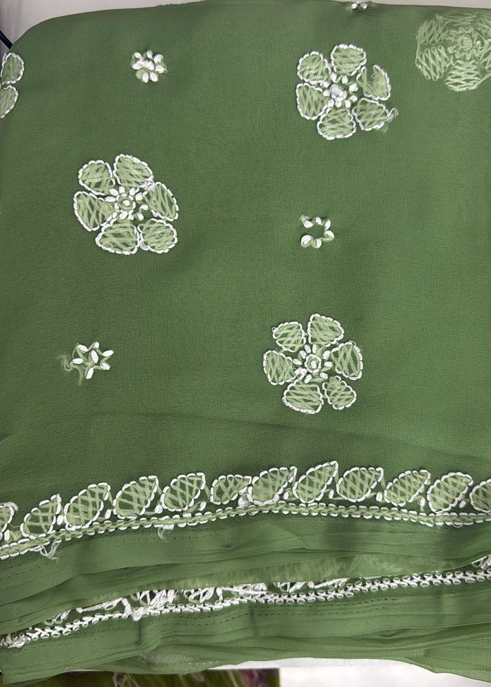 Unused Lukhnowi Work Saree